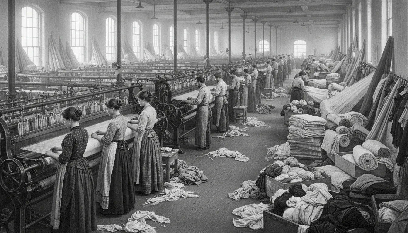 Illustration of division of labor: Splitting work into separate tasks so each worker does one specialized job.