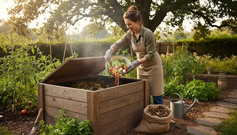 Illustration of compost: Decomposed organic matter used as fertilizer.