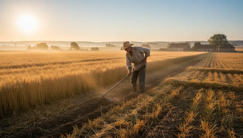 Illustration of peasant: A low-status farmer or laborer.