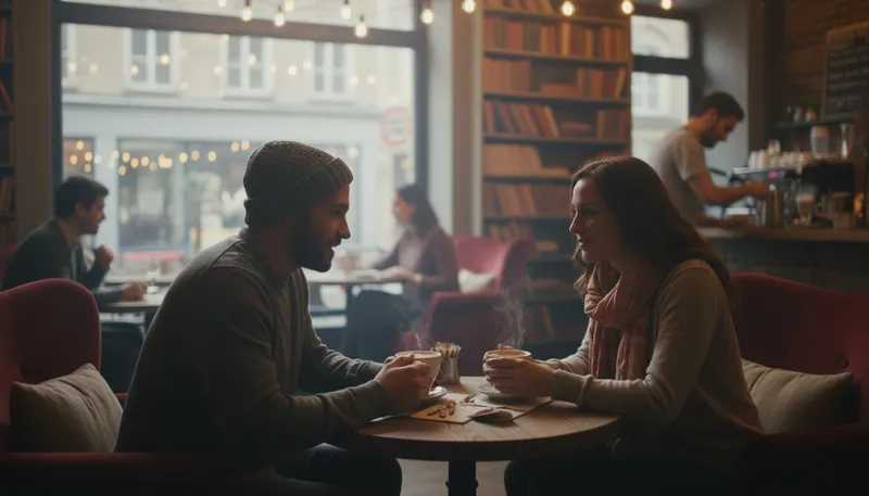 Illustration of coffee talk: casual conversation over coffee.