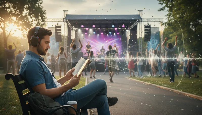 Illustration of tune out: To ignore or stop paying attention.
