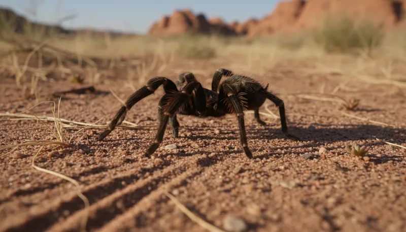 Illustration of tarantula: A large, hairy spider found in warm regions.