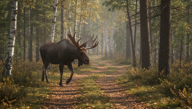 Illustration of moose: A large deer found in North America.