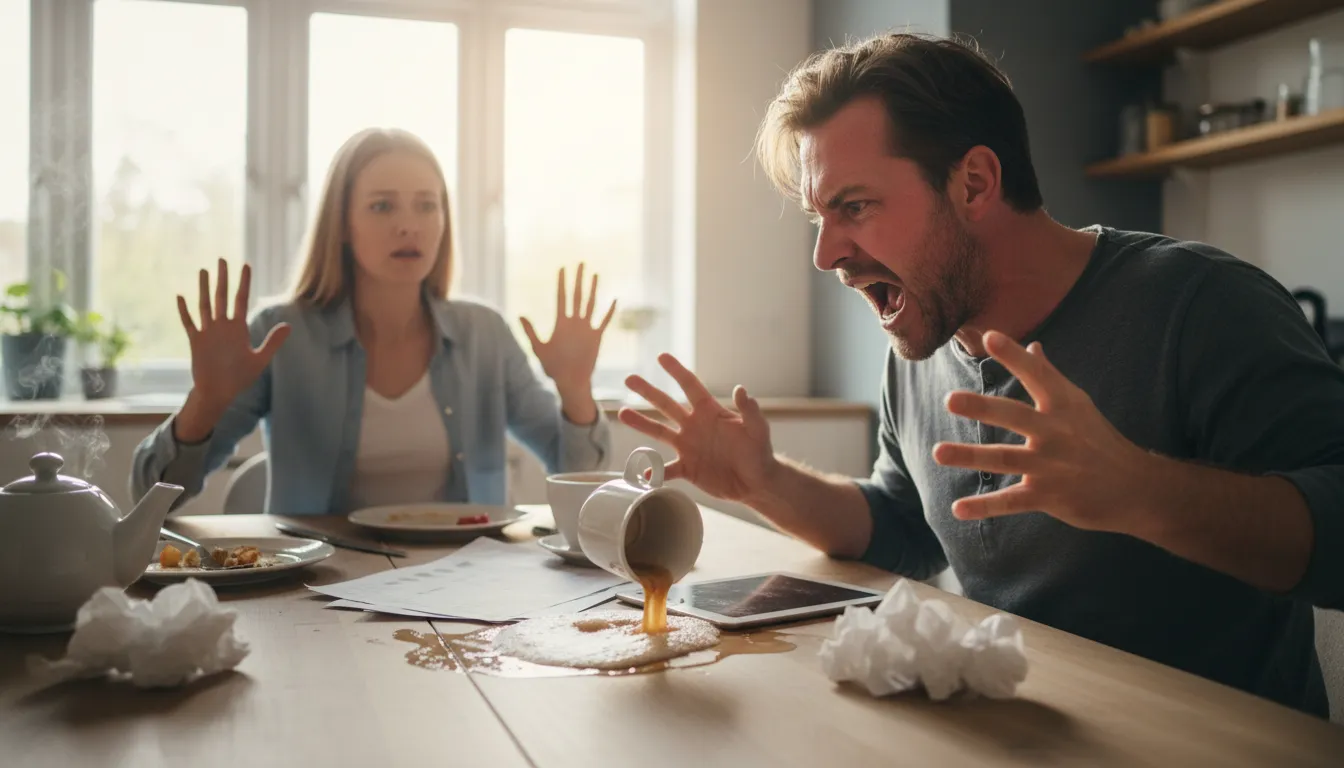 Ilustrasi lose one's temper: become extremely angry and fail to stay calm