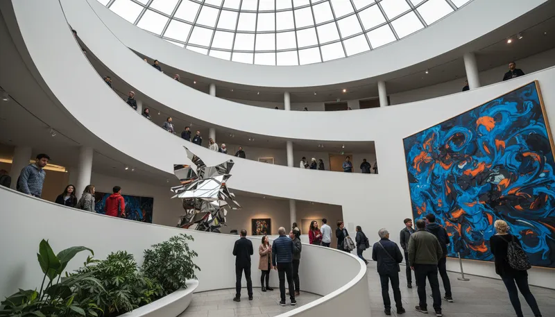 Illustration of guggenheim: A famous modern art museum in New York.