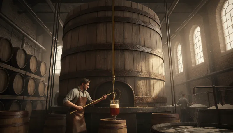 Illustration of tun: A large container for holding liquids, especially beer.