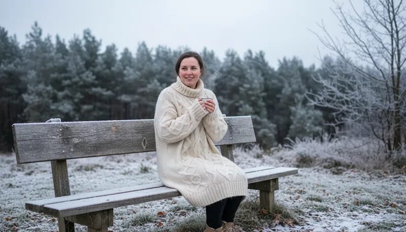 Illustration of woolen: Made from wool; warm and soft.