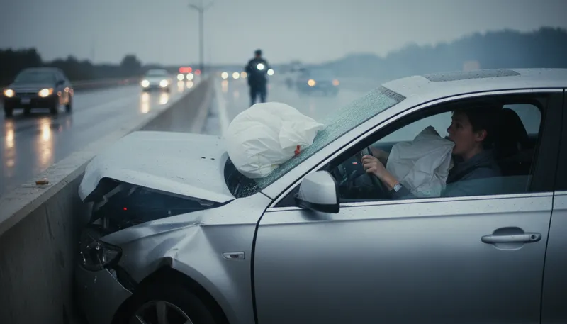 Illustration of airbag: A safety feature in vehicles that inflates.