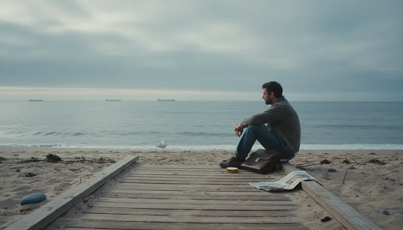 Illustration of on the beach: unemployed or idle