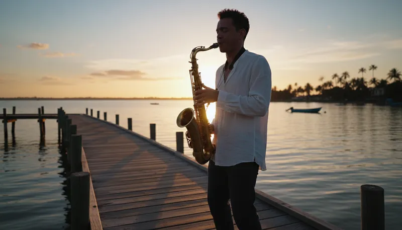 Illustration of saxophonist: A musician who plays the saxophone.