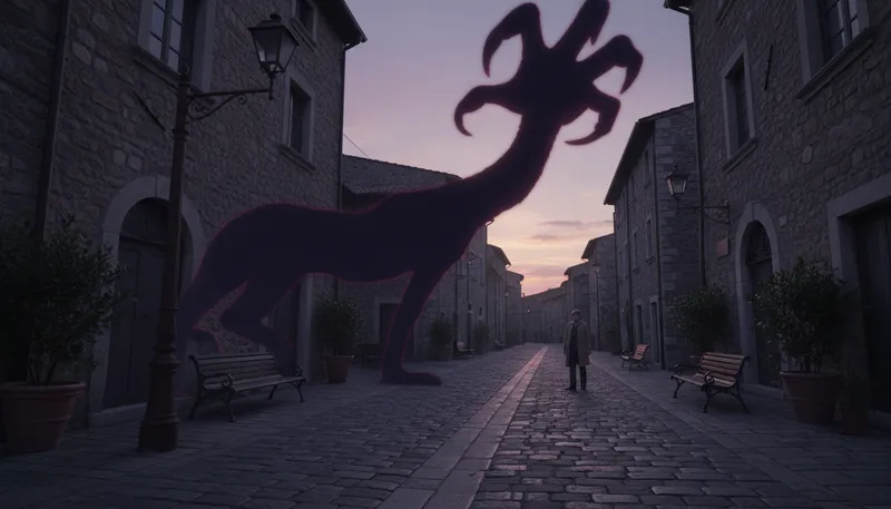 Illustration of sinister: suggesting evil or harm.