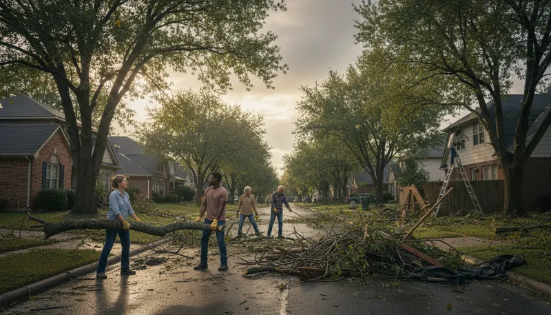 Illustration of pick up the pieces: to repair after a disaster
