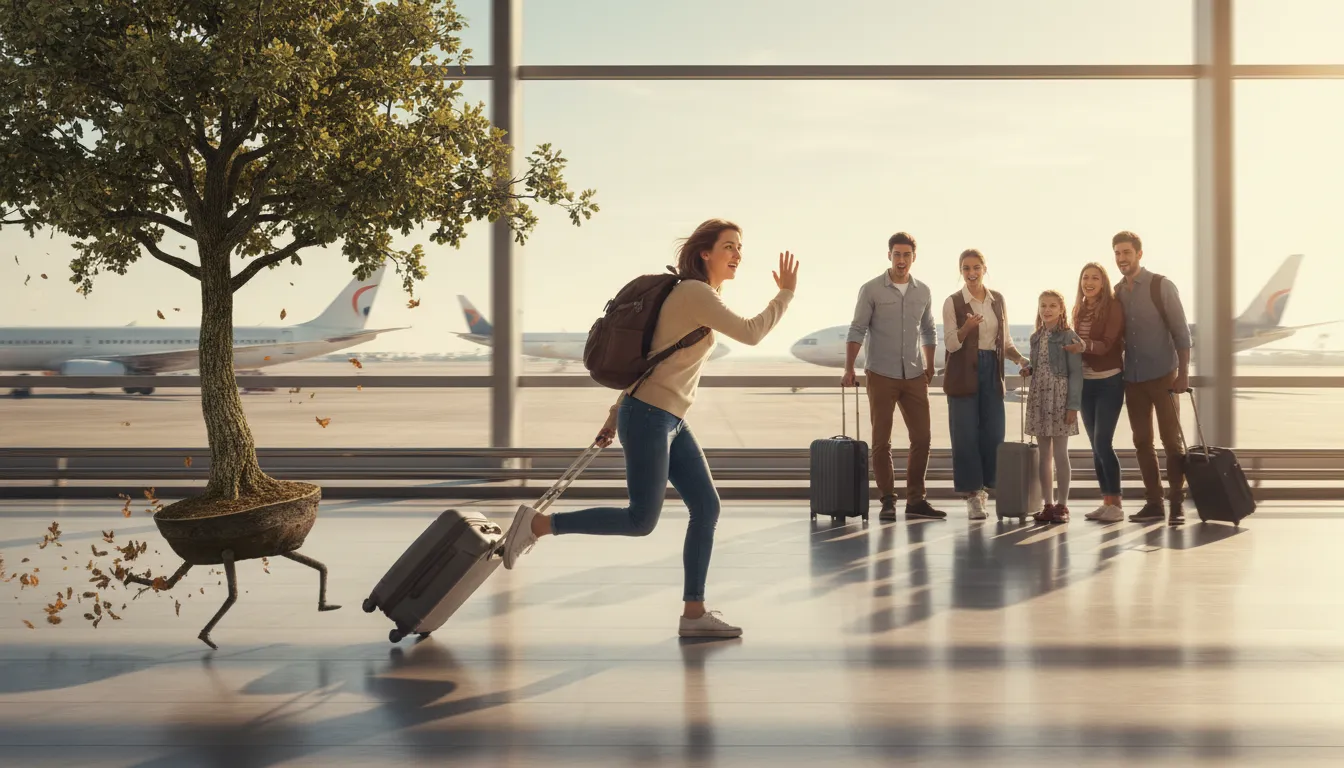 make like a tree and leave 的插图：To exit or depart quickly.