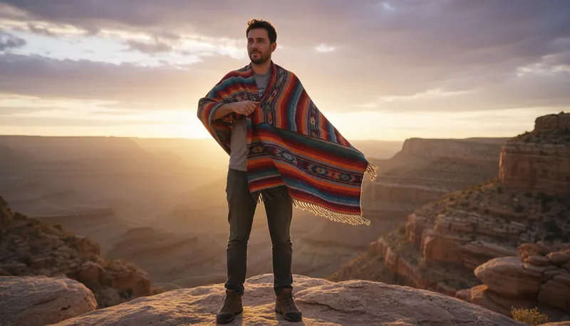 Illustration of pancho: A traditional Mexican cloak.