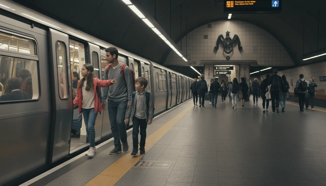 subwayのイラスト：An underground train system in a city.