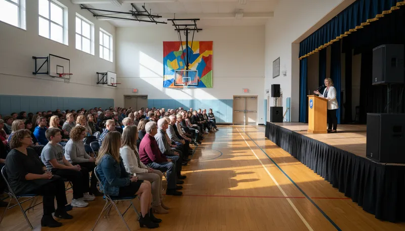 Illustration of assembly: A group of people gathered for a purpose.