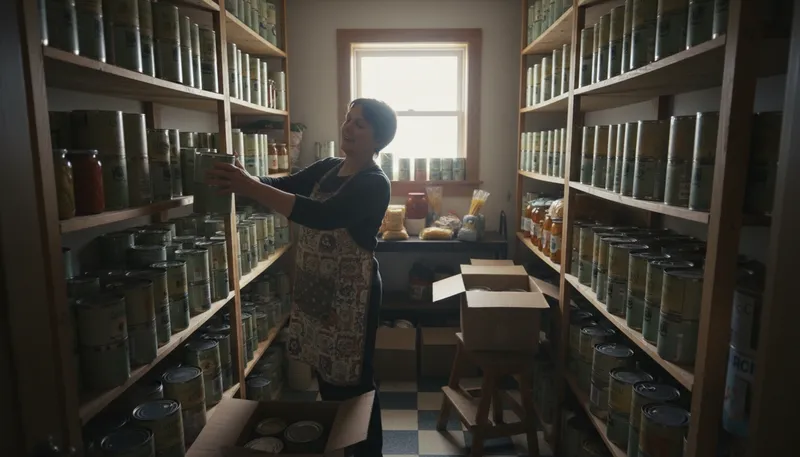 Illustration of pantry: A small room or closet for storing food.