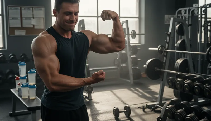 Illustration of hypertrophy: Increase in muscle size from exercise.