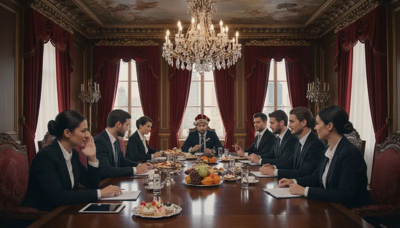 Illustration of palace politics: intrigue or maneuvering within a group