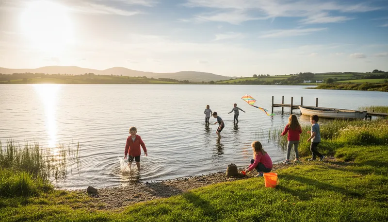 Illustration of lough: A lake or inlet, especially in Ireland.
