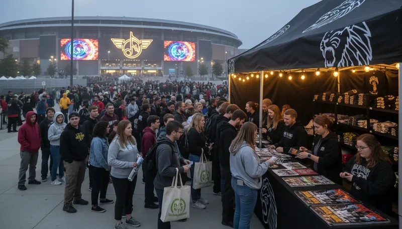 Illustration of merch: Products sold to promote a brand or artist.