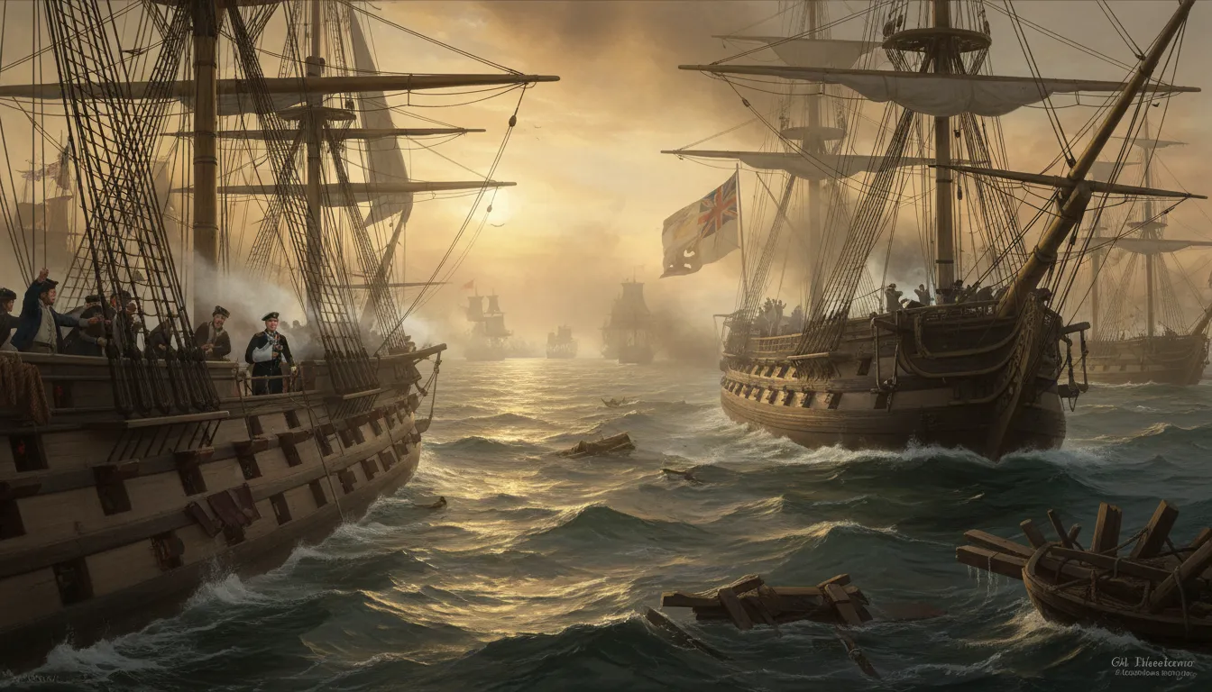 Illustration von Trafalgar: A famous British naval battle.