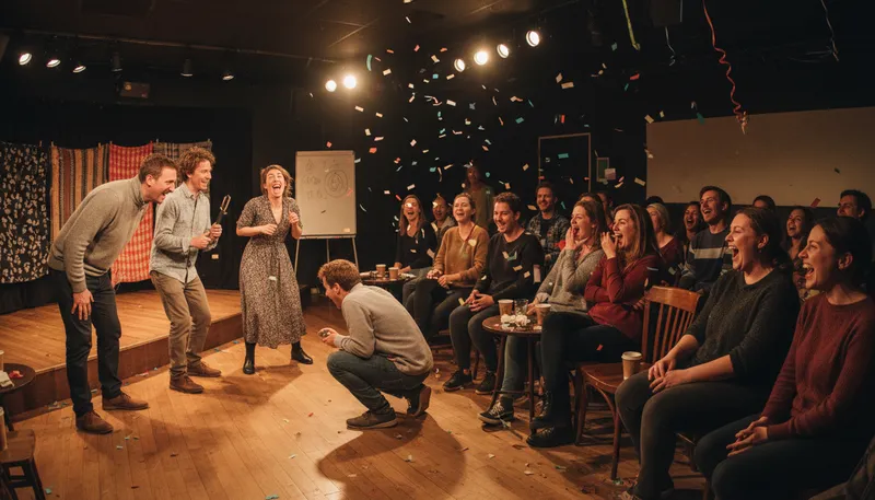 Illustration of improv: the act of creating spontaneously without preparation.