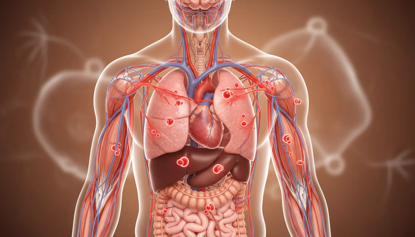 Illustration of circulatory system: The heart and blood vessels, which move blood around the body.