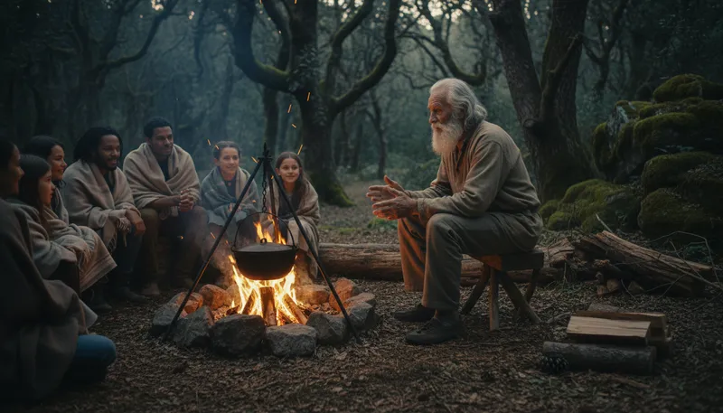 Illustration of folklore: traditional stories and beliefs of a culture