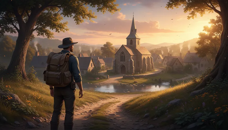 Illustration of come upon the parish: to arrive unexpectedly at a community.