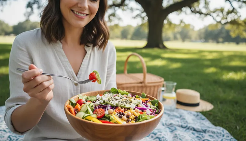 Illustration of vegetarian: A person who does not eat meat or fish.