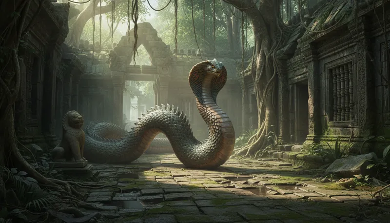 Illustration of naga: A mythical serpent or dragon in Asian culture.