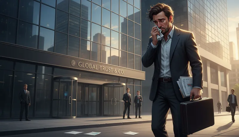 Illustration of cry all the way to the bank: regretfully profit from a situation