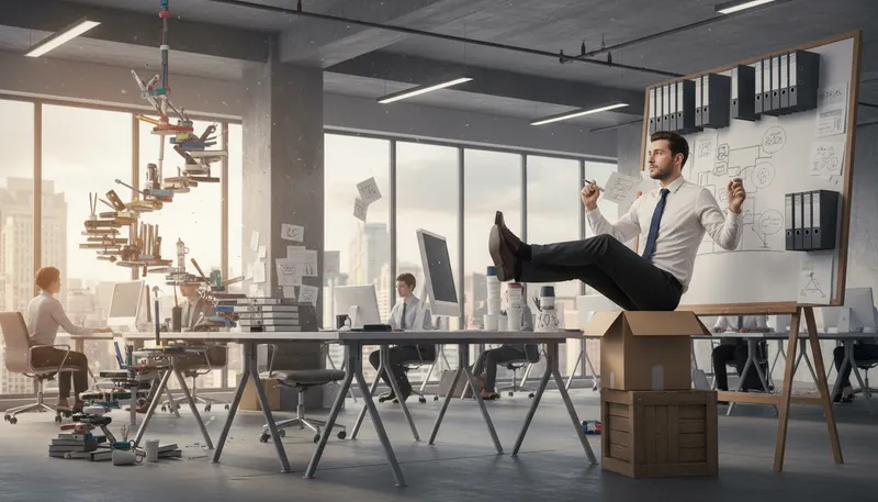 Illustration of outside the box: Creative or unconventional thinking.