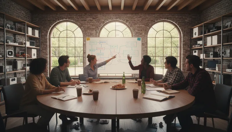 Illustration of roundtable: a meeting where everyone shares ideas equally