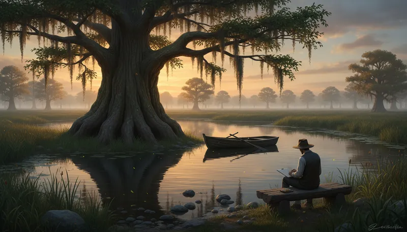 Illustration of cypress: A type of tree often found near water.