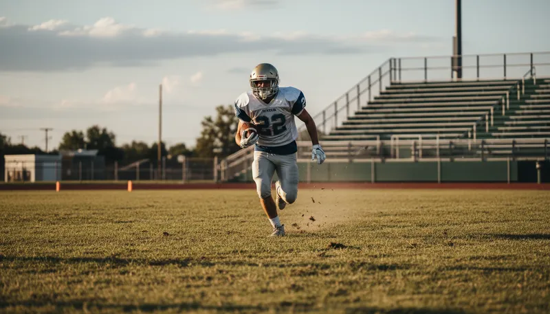 Illustration of backfield: The area behind the line of scrimmage in football.