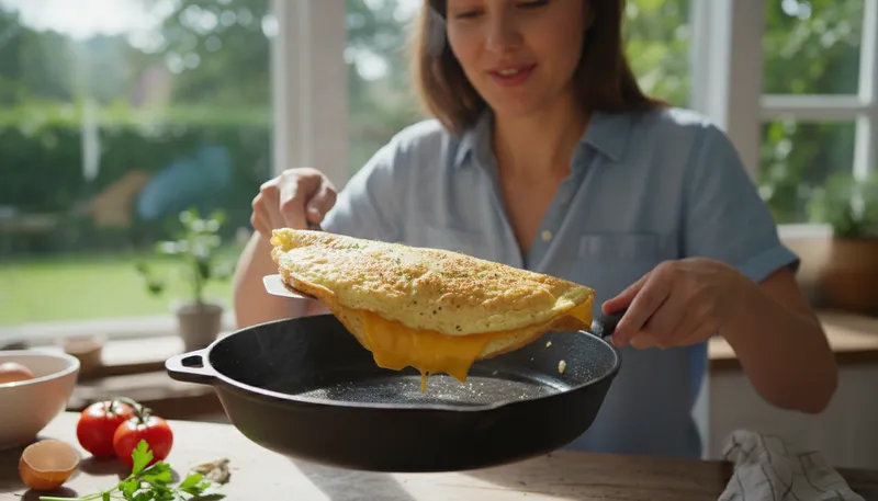 Illustration of omelet: A dish made from beaten eggs.