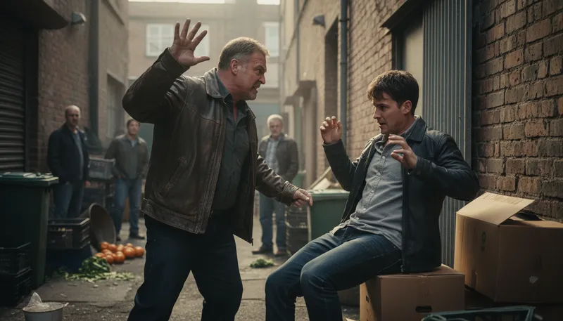 Illustration of knock the living daylights out of: To hit someone very hard.