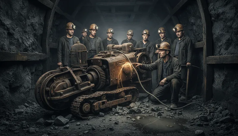 Illustration of miners' canary: a warning system for danger or risk