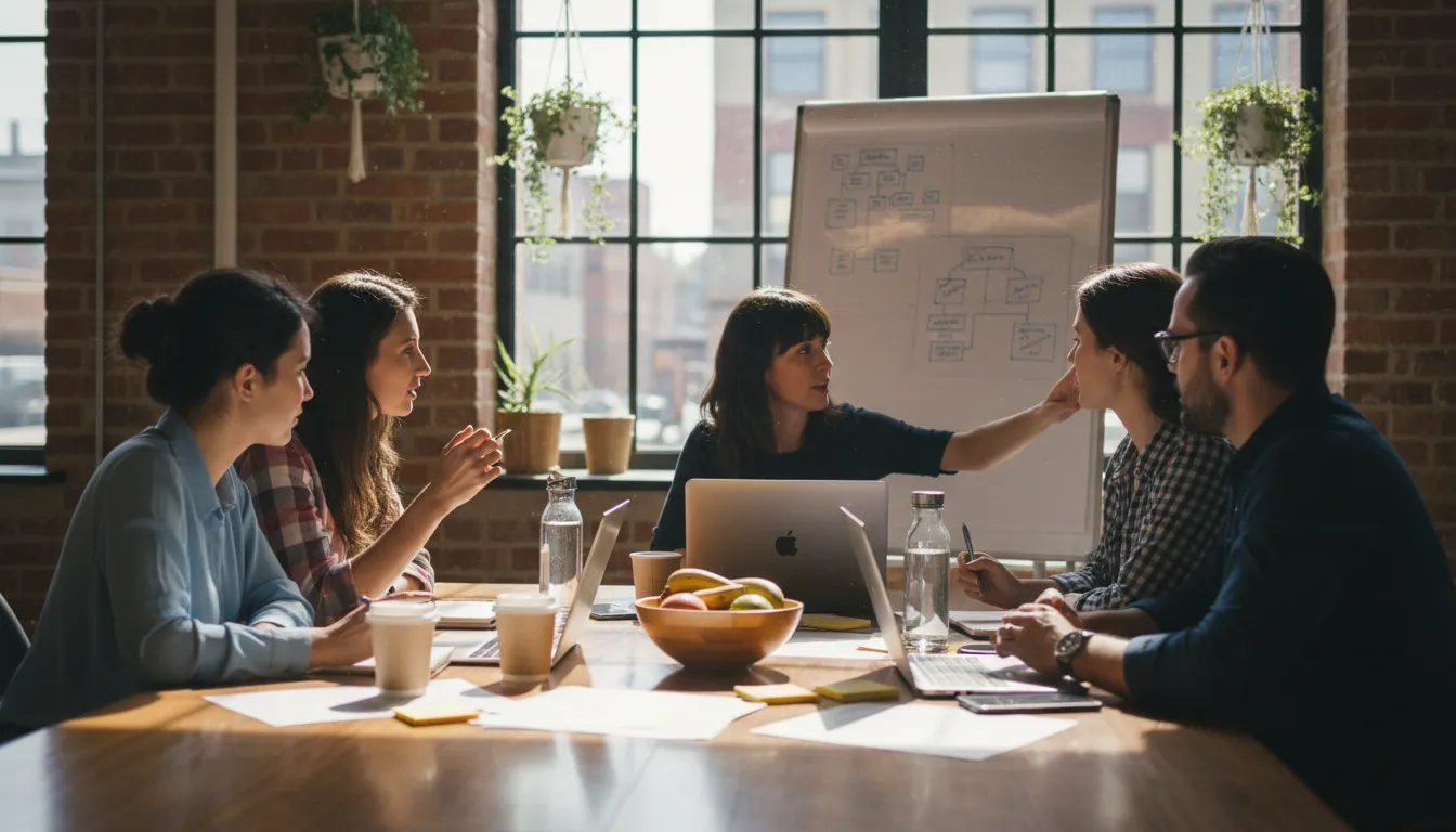 grp 的插图：A group of people working together.