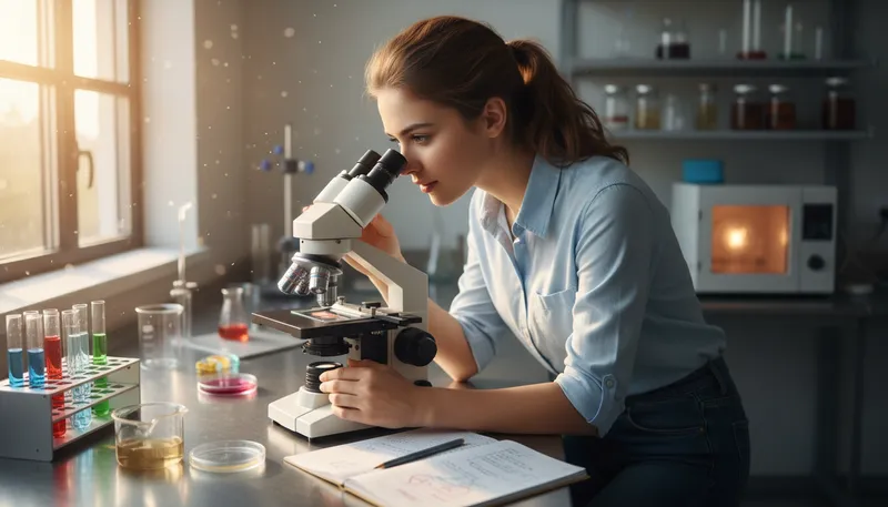Illustration of microscope: An instrument for viewing tiny objects.