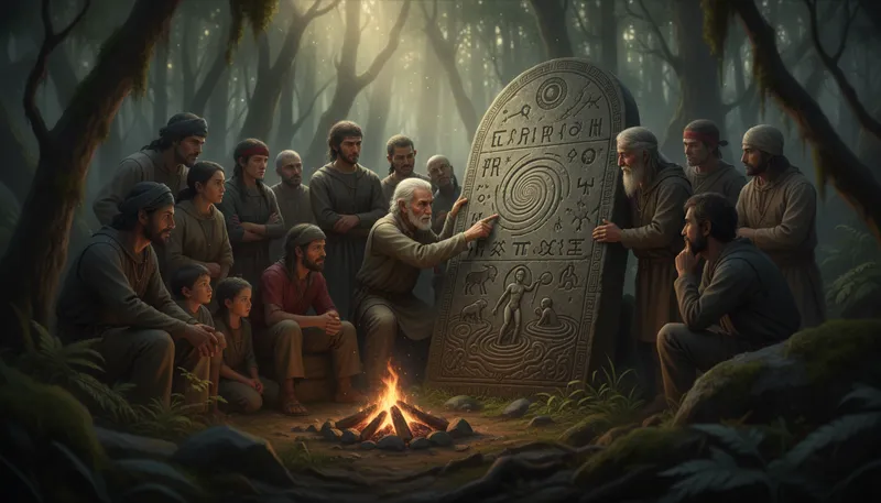 Illustration of myth: traditional story explaining a cultural belief