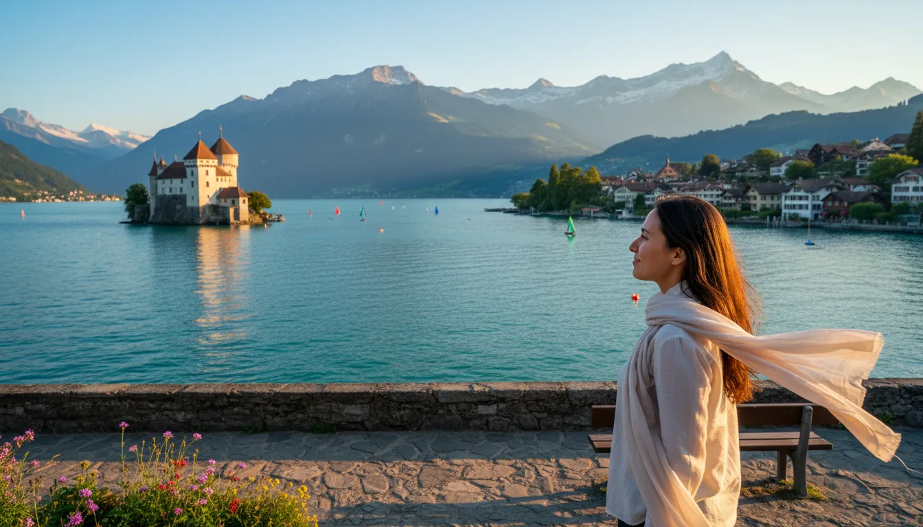 Ilustración de Thun: A Swiss town known for its lake.