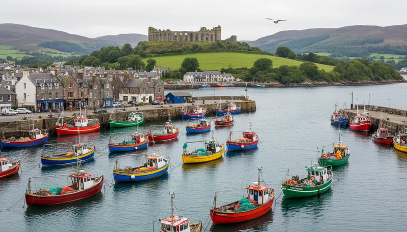 Illustration of oban: A town in Scotland known for its scenic views.