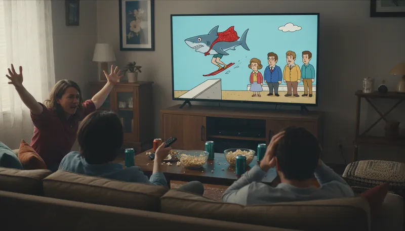 Illustration of jump the shark: Moment when something declines in quality.