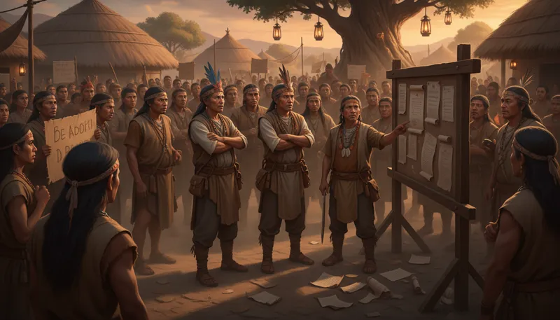 Illustration of the natives are restless: People are becoming agitated or dissatisfied.