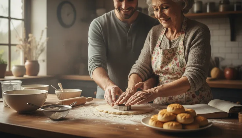 Illustration of make biscuits: prepare small, flaky bread for meals