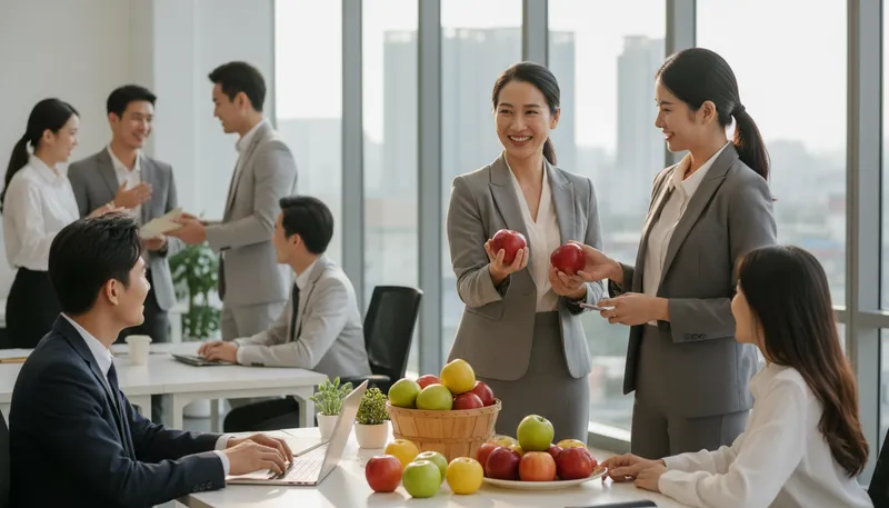 Illustration of she's apples: she is great or fine.