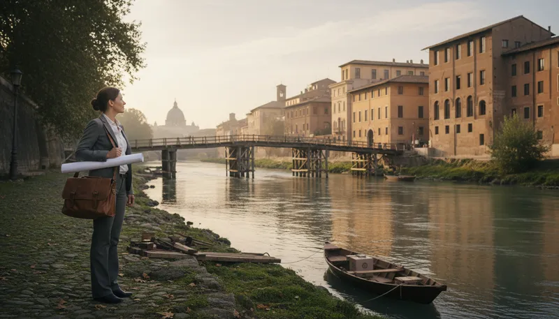 Illustration of cross the tiber: to face a significant challenge